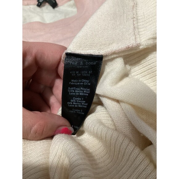Rag & Bone Marissa Mixed Media Crew Neck Pullover Sweater Light Pink Merino Wool - Picture 8 of 8